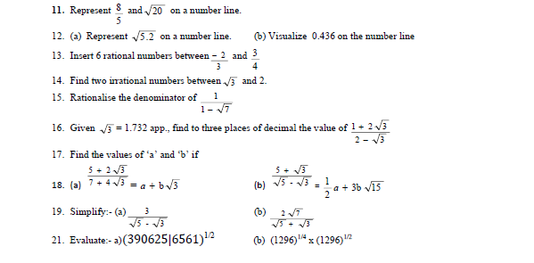 Cbse Class Mathematics Number System Worksheet Set A